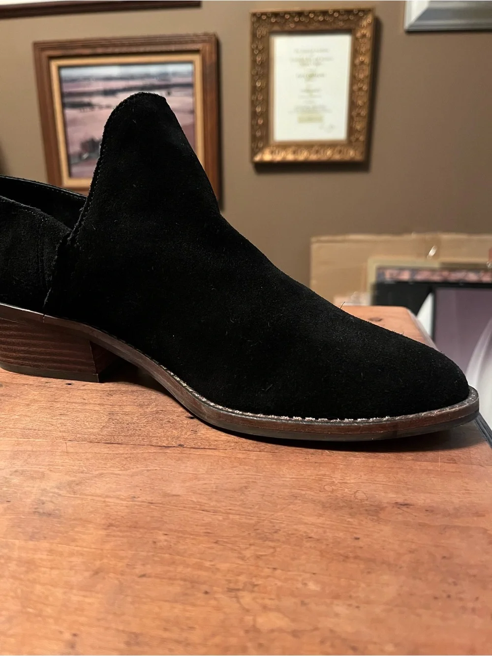 Lucky Brand Fausst Bootie Black Oiled Suede Boots Size 9M Boot Leather